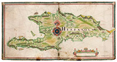 Karta över Hispaniola av Nicholas Comberford