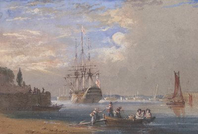 H.M.S. St. Vincent i Plymouth av Nicholas Condy