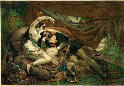 Mexikanskan Alaida, syster till aztekhövdingen Zingari, med Cortes i hans tält... av Nicholas Eustache (after) Maurin