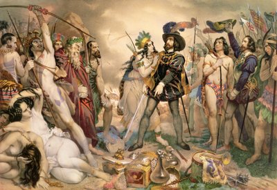 Erövringen av Mexiko: Hernando Cortes förstör sin flotta vid Vera Cruz, 1519 av Nicholas Eustache Maurin