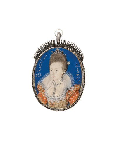 En dam i guldklänning med högtstående ruff, 1605 av Nicholas Hilliard