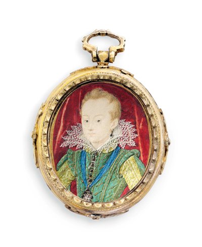 Kung Charles I när hertigen av York, som pojke (vellum i senare förgylld metallram) av Nicholas Hilliard