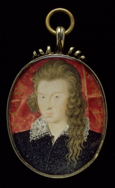 No.3856 Henry Wriothesley, 3:e earl av Southampton (1573-1624), ca 1594 (gouache på veläng) av Nicholas Hilliard