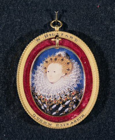 Porträtt av drottning Elizabeth I (wc på pergament) av Nicholas Hilliard