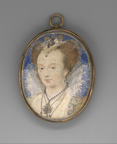 Porträtt av en kvinna, ca 1590 (vellum på kortet) av Nicholas Hilliard