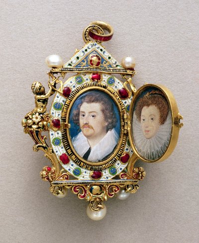 Porträtt av okänd man och kvinna, ca 1590 av Nicholas Hilliard