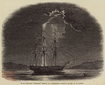 H M Fregatten Fisgard träffad av blixten av Nicholas Matthews Condy
