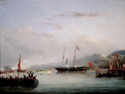 Den första Victoria And Albert Yacht utanför Plymouth (olja ombord) av Nicholas Matthews Condy