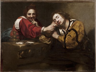 Fortune Taling Scene (Sömn som väcks av en ung kvinna), av Renieri, Niccolo (Nicolas Regnier) (ca 1590-1667). olja på duk av Nicholas Renieri