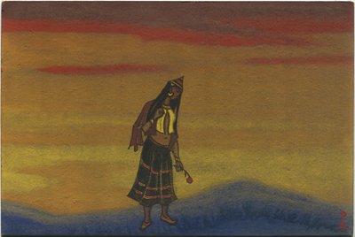 A Captive Girl with a Rose, kostymdesign för "Polovtsian Dances" från Borodins opera "Prince Igor", 1943 av Nicholas Roerich