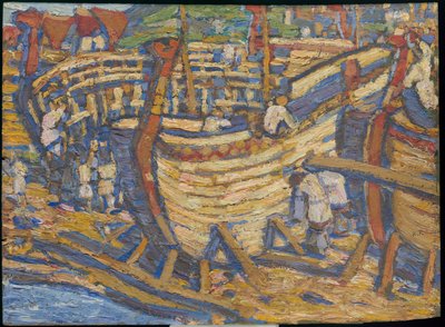 Bygger skeppen. Skiss till målningen med samma titel, 1903 av Nicholas Roerich