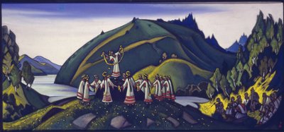 Dekor för baletten "The Rite of Spring" av Igor Stravinsky, 1945 av Nicholas Roerich