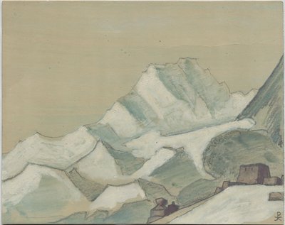 Himalaya bortom molnen, skiss, 1933 av Nicholas Roerich