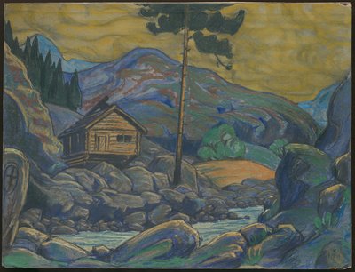 Hydda i bergen, dekor till Ibsens drama "Peer Gynt", 1911 av Nicholas Roerich