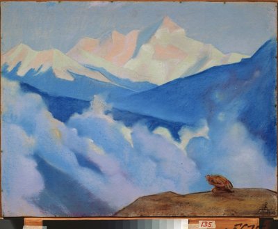 Himalaya (Tibet). Verk av Nicholas Roerich (1874-1947), tempera på kartong av Nicholas Roerich