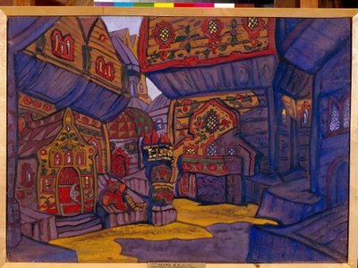 Prins Vladimir Galitskys hov. Dekor för operan ""Prins Igor"" av Alexandre Borodin (Borodin) (1833-1887). Verk av Nicolas (Nicholas) Roerich (1874-1947), gouache och tempera på papper av Nicholas Roerich