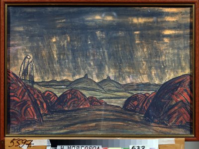 Polovtsien-lägret (eller Couman, Kouman). Förberedande dekor för operan Prins Igor av Alexandre Borodin (Borodin) (1833-1887). Verk av Nicholas Roerich (1874-1947), pastell på kartong av Nicholas Roerich