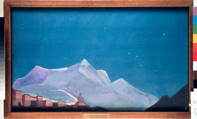Det kungliga klostret Hemis, i Tibet. (Buddhism) Målning av Nicolas (Nicholas) Roerich (1874-1947), tempera på duk av Nicholas Roerich
