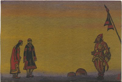Polovtsians, Polovtsian and Maidens, kostymdesign för "Polovtsian Dances" från Borodins opera "Prince Igor", 1943 av Nicholas Roerich