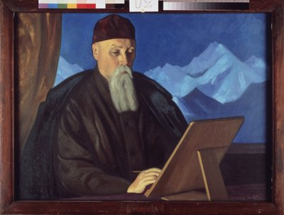 Porträtt av konstnären Nicolas (Nicholas) Roerich (1874-1947). Målning av Sviatoslav Nikolayevich Roerich (1904-1993), tempera på duk. Rysk konst, 1900-talet, modern konst. Statens Tretyakov-galleri, Moskva. av Nicholas Roerich