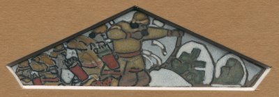 Skiss för den triangulära dekorationen längst till vänster av majolikafrisen "Northern Life", 1905 av Nicholas Roerich