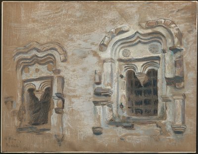 Fönster i ett 1600-talshus, Pskov, från "Studier från resa genom gamla ryska städer", 1903 av Nicholas Roerich