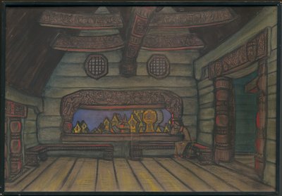 Yaroslavnas tornrum, dekor för Borodins opera "Prince Igor", 1914 av Nicholas Roerich