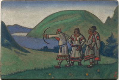 Ungdomar, dekor och kostymdesign för Stravinskys balett "Le Sacre du Printemps", 1944 av Nicholas Roerich