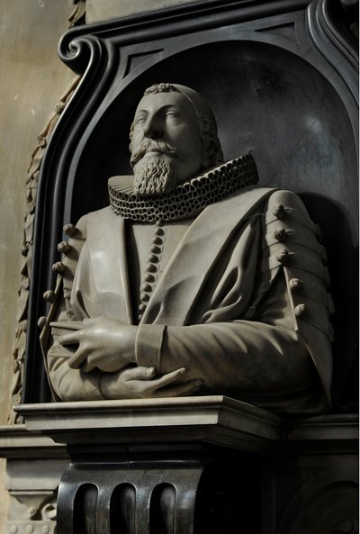 Minnesmärke över Hugo Barker, 1632 (marmor) av Nicholas Stone