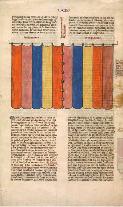 Tabernaklets ridå, ett av sex illustrerade blad från Postilla Litteralis..., ca. 1360-1 av Nicholas of Lyra