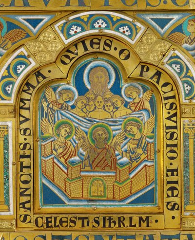 Himmelska Jerusalem, från Verdun-altaret ... (emaljplatta i champleve-teknik på förgylld koppar) av Nicholas of Verdun