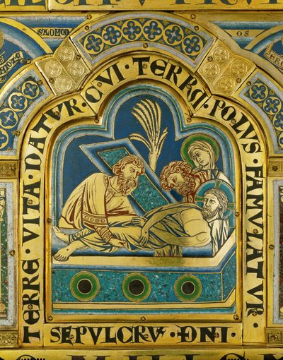 Kristi gravläggning ... (emalj på förgylld koppar) av Nicholas of Verdun