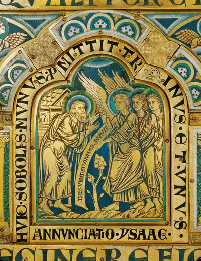 De tre änglarna besöker Abraham... av Nicholas of Verdun