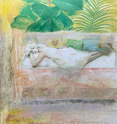 Daybed, 2022-23 (olja på pannå) av Nick Williams