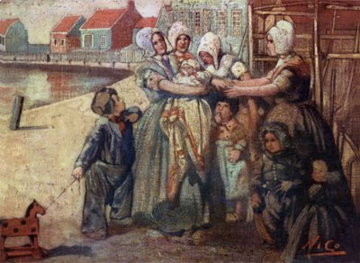 Baby dyrkan (färg litho) av Nico Jungman