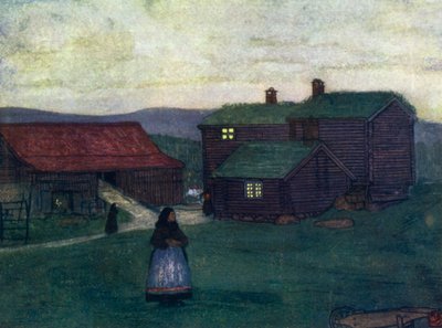 Norge: Bondgårdar byggda av polare (färg litho) av Nico Jungman