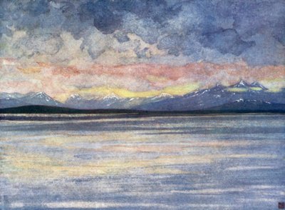 Norge: Berg och fjord mot Molde (färg litho) av Nico Jungman