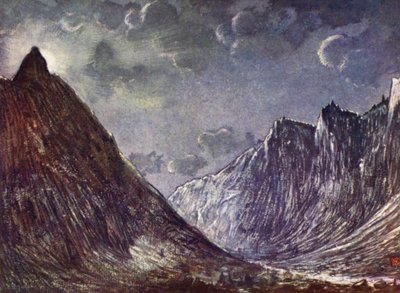 Norge: Romsdals Horn (färg litho) av Nico Jungman