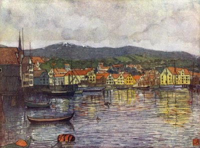 Norge: Staden Molde (färg litho) av Nico Jungman