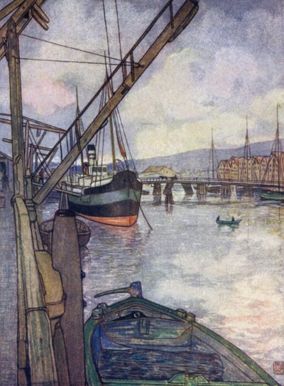 Norge: Trondhjem (färg litho) av Nico Jungman