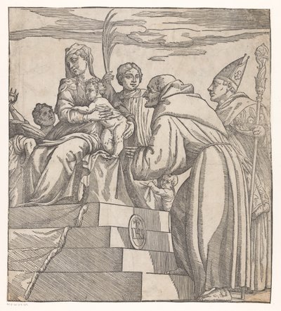 Doge Francesco Donato knäböjer inför Maria och Kristus (högra halvan) av Nicolò Boldrini (attributed to)