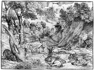 Stort landskap med St Hieronymus, 1937 av Nicolò Boldrini