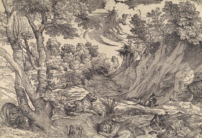 S:t Hieronymus i vildmarken, mitten av 1500-talet., mitten av 1500-talet. av Nicolò Boldrini.