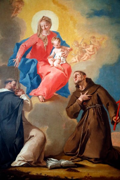 Nationalgalleriet. Vår fru av Rosenkransen med St Dominic och St Francis d
