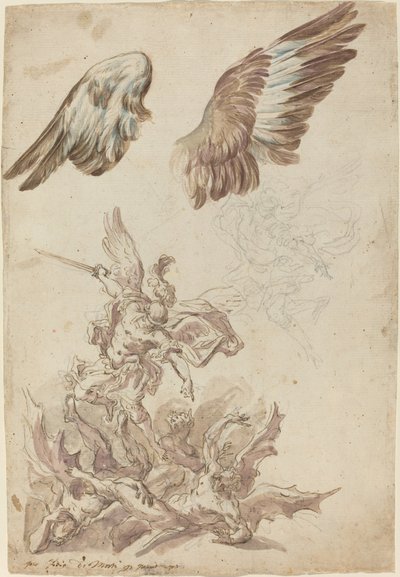 Studier för Saint Michael Defeating the Rebel Angels av Nicolò Ricciolini