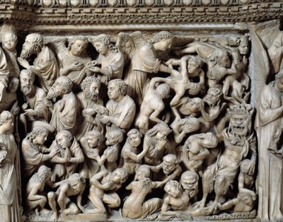Gothic Art: Last dome, Damned in hell, detalj av reliefer av Predikstolen av Nicola Pisano