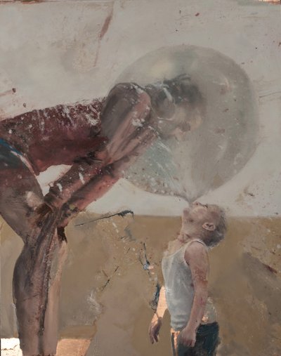 Bubble III (Barn med mor), 2020 (olja på koppar) av Nicola Pucci