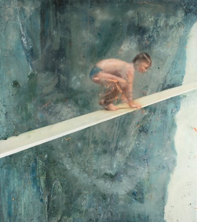 Barn på bräda, 2017 (olja på duk) av Nicola Pucci