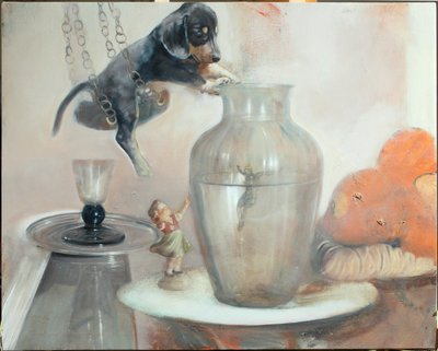 Hund med vas, 2011 (olja på duk) av Nicola Pucci