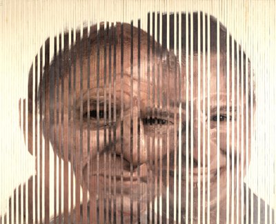 Face Fusion III, 2007 (olja på duk skuren och applicerad på kartong) av Nicola Pucci